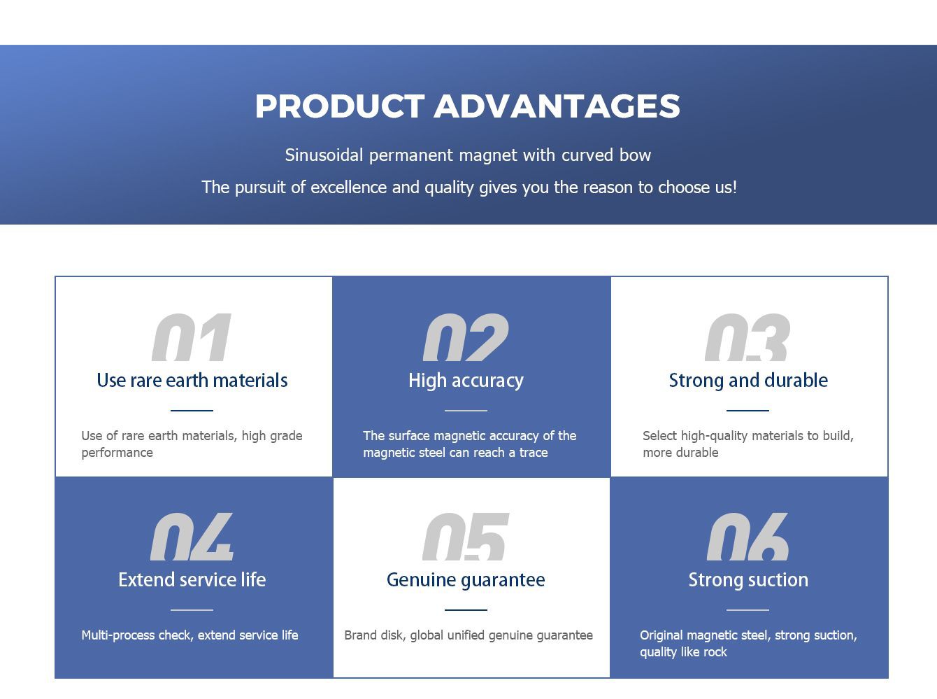 Sinusoidal permanent magnet with curved bow 6001